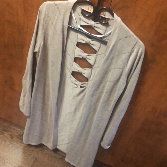 Beige, open cardigan sweater, size S - Picture 2 of 3